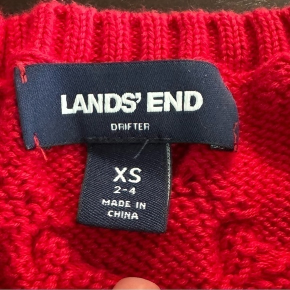 Lands End Cable Knit Sweater 100% Cotton Red Women’s XS - Picture 12 of 12